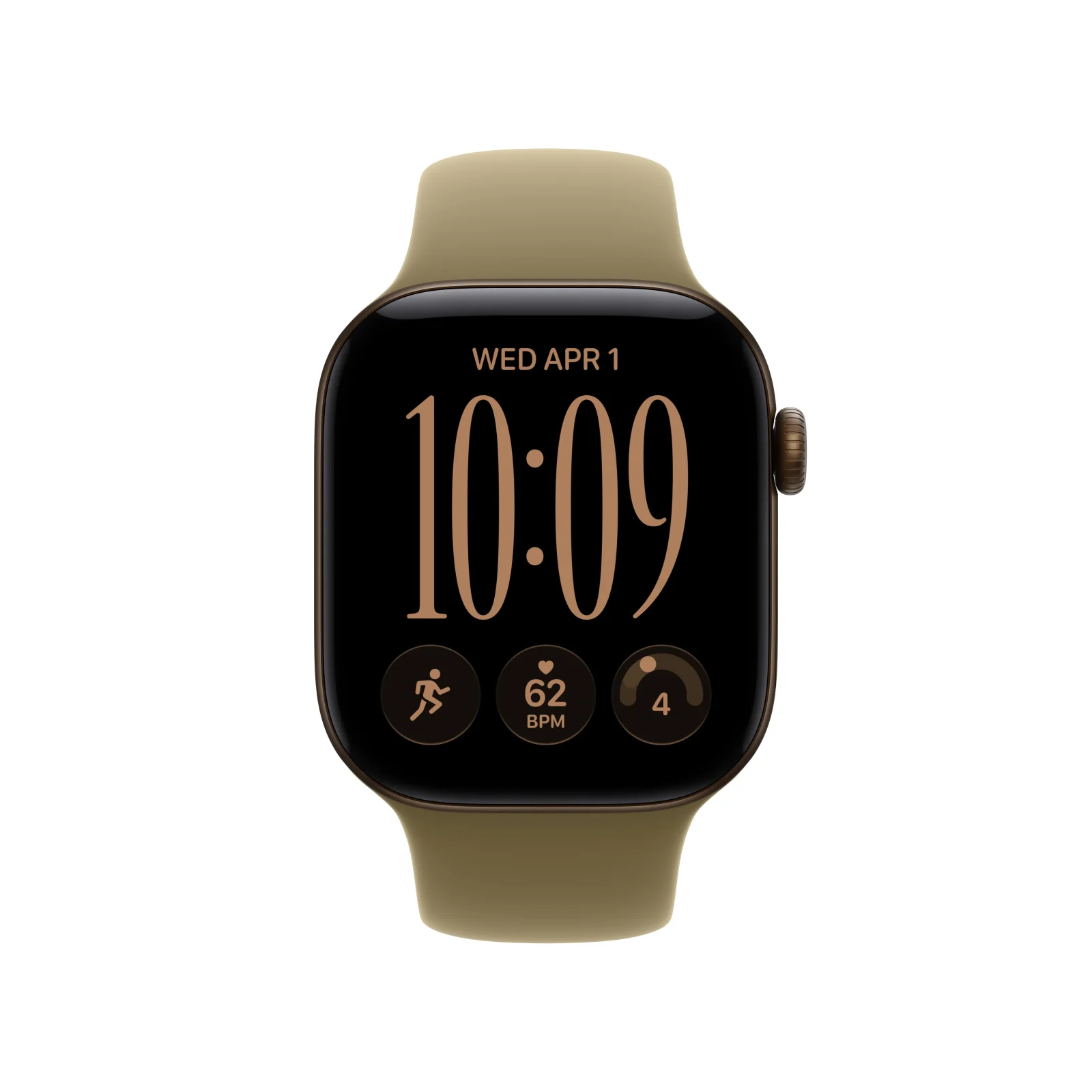 Apple Watch Series 12 GPS, caixa em alumínio bronze escuro de 42 mm com Bracelete desportiva azeitona - S/M - Image 2