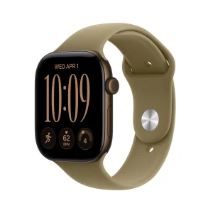 Apple Watch Series 12 GPS + Cellular, caixa em alumínio bronze escuro de 46 mm com Bracelete desportiva azeitona - M/L