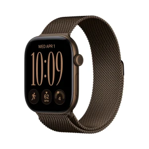 Apple Watch Series 12 GPS + Cellular, caixa em alumínio bronze escuro de 46 mm com Bracelete milanesa bronze escuro - M/L