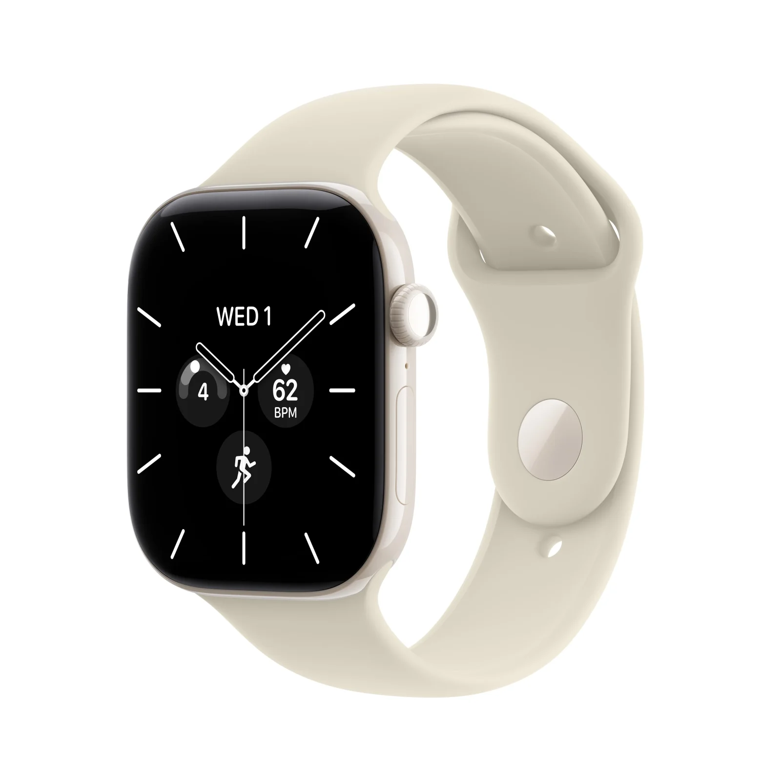 Apple Watch Series 12 GPS + Cellular, caixa em cerâmica branco pérola de 46 mm com Bracelete desportiva areia - S/M