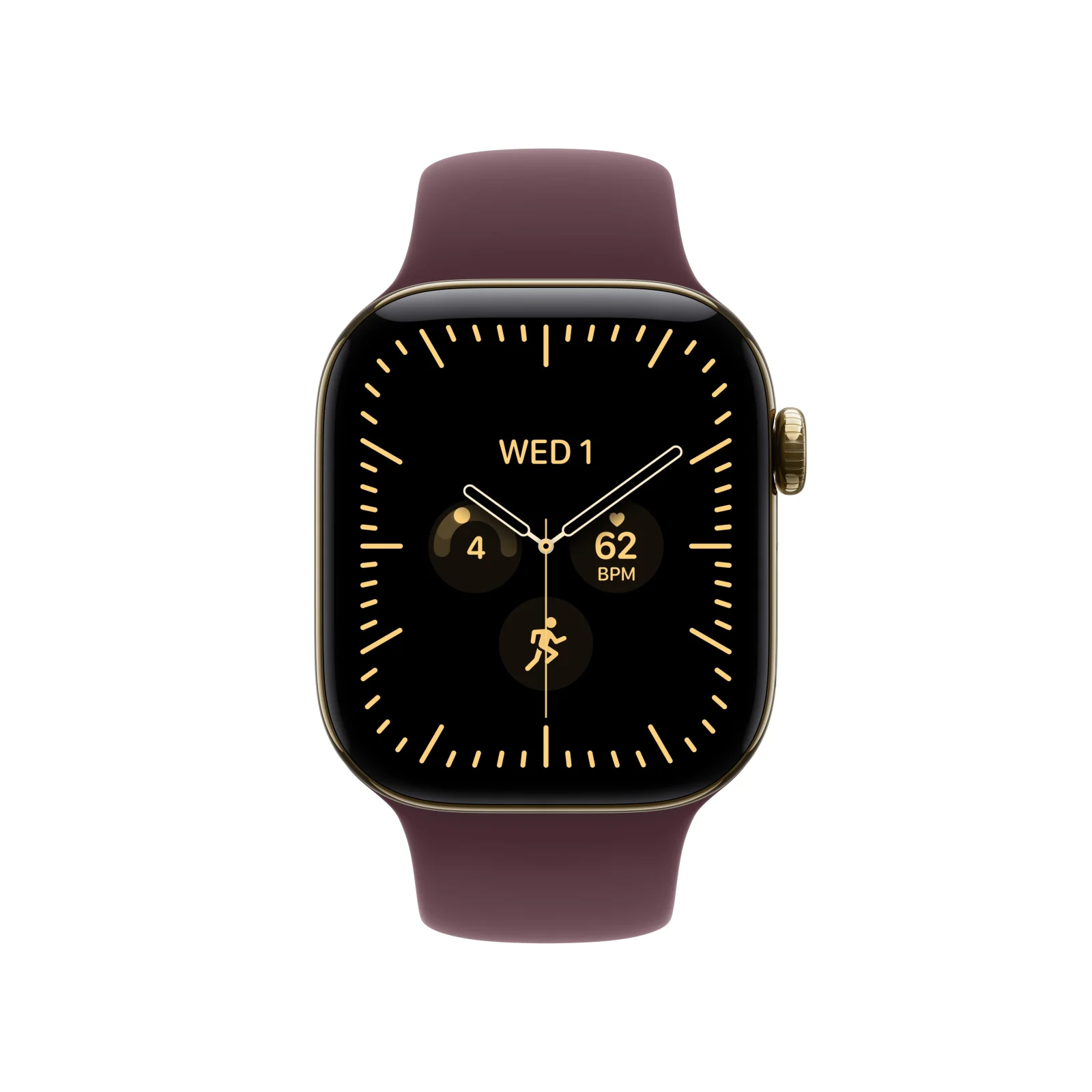 Apple Watch Series 12 GPS + Cellular, caixa em titânio ouro radiante de 42 mm com Bracelete desportiva bordô - S/M - Image 2