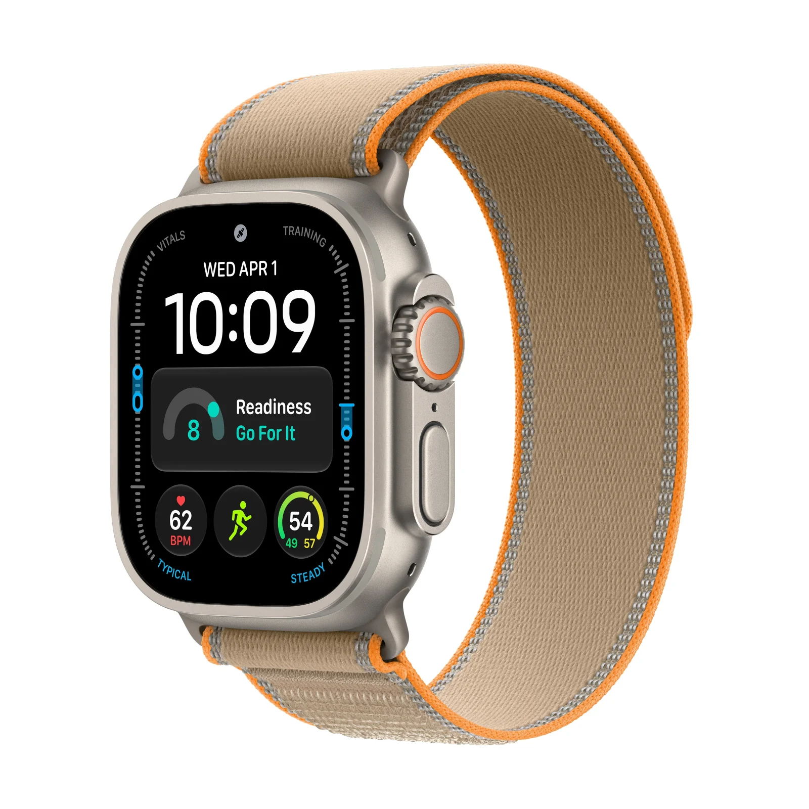 Apple Watch Ultra 4 GPS + Cellular, Caixa em titânio natural de 49 mm com Loop Trail areia ‑ M/L