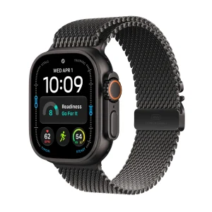 Apple Watch Ultra 4 GPS + Cellular, Caixa em titânio preto de 49 mm com Loop milanesa em titânio preto ‑ M