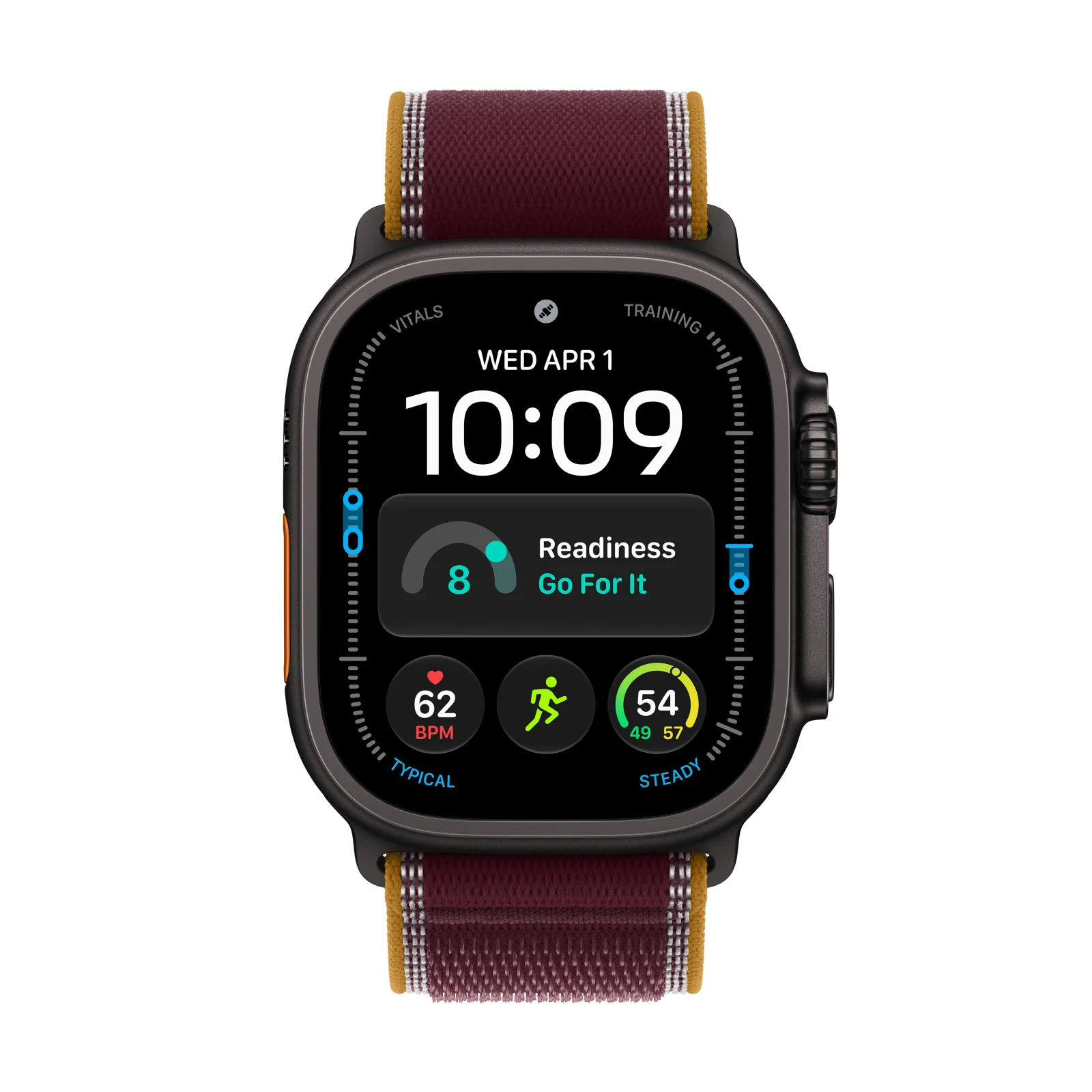 Apple Watch Ultra 4 GPS + Cellular, Caixa em titânio preto de 49 mm com Loop Trail bordô ‑ M/L - Image 2