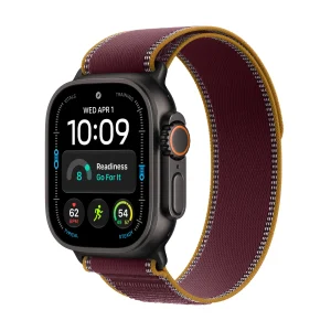 Apple Watch Ultra 4 GPS + Cellular, Caixa em titânio preto de 49 mm com Loop Trail bordô ‑ S/M