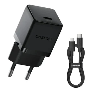 Baseus Carregador Palm Fast Charger 1C 20W Eu Cluster Black (With Mini White Cable Usb-C