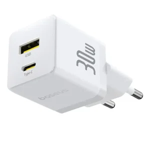 Baseus Carregador Palm Fast Charger C+U 30W Eu Moon White
