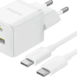 Baseus Carregador Palm Fast Charger C+U 30W Eu Moon White (With BASEUS Mini White Cable Usb-C )