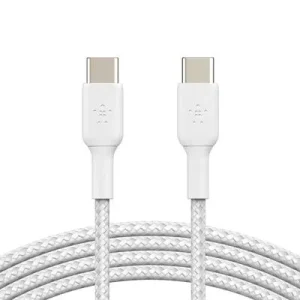 Cabo Belkin USB-C to USB-C 2.0, Braided, 1M, Branco