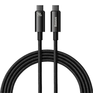 Cabo Carregamento Rápido Baseus 1Meter Tungsten Gold 240W Type-C to Type-C Data Preto