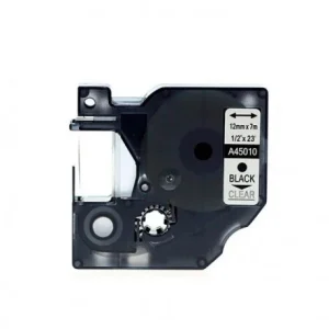 Etiquetas Dymo D1 45010 Generica para Rotuladora Texto preto sobre fundo transparente